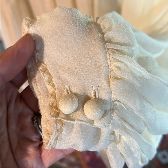 Chasing Unicorns Till The Morning Comes silk chiffon ivory blouse. S - Picture 5 of 10